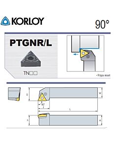 Lathe holder, PTGNL1212-F11, Korloy