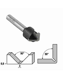 90 degrees, D-18mm, D1-3mm, Cutter for Alukabond bending, Sistemiklein, U180.090.R