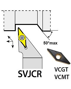 SVJCR1212F16, 12X12X80XRH/VC1604,  ISO Turn Holder External, YG