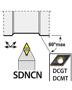 SDNCN1212F07, 12X12X80XNH/DC0702,  ISO Turn Holder External, YG